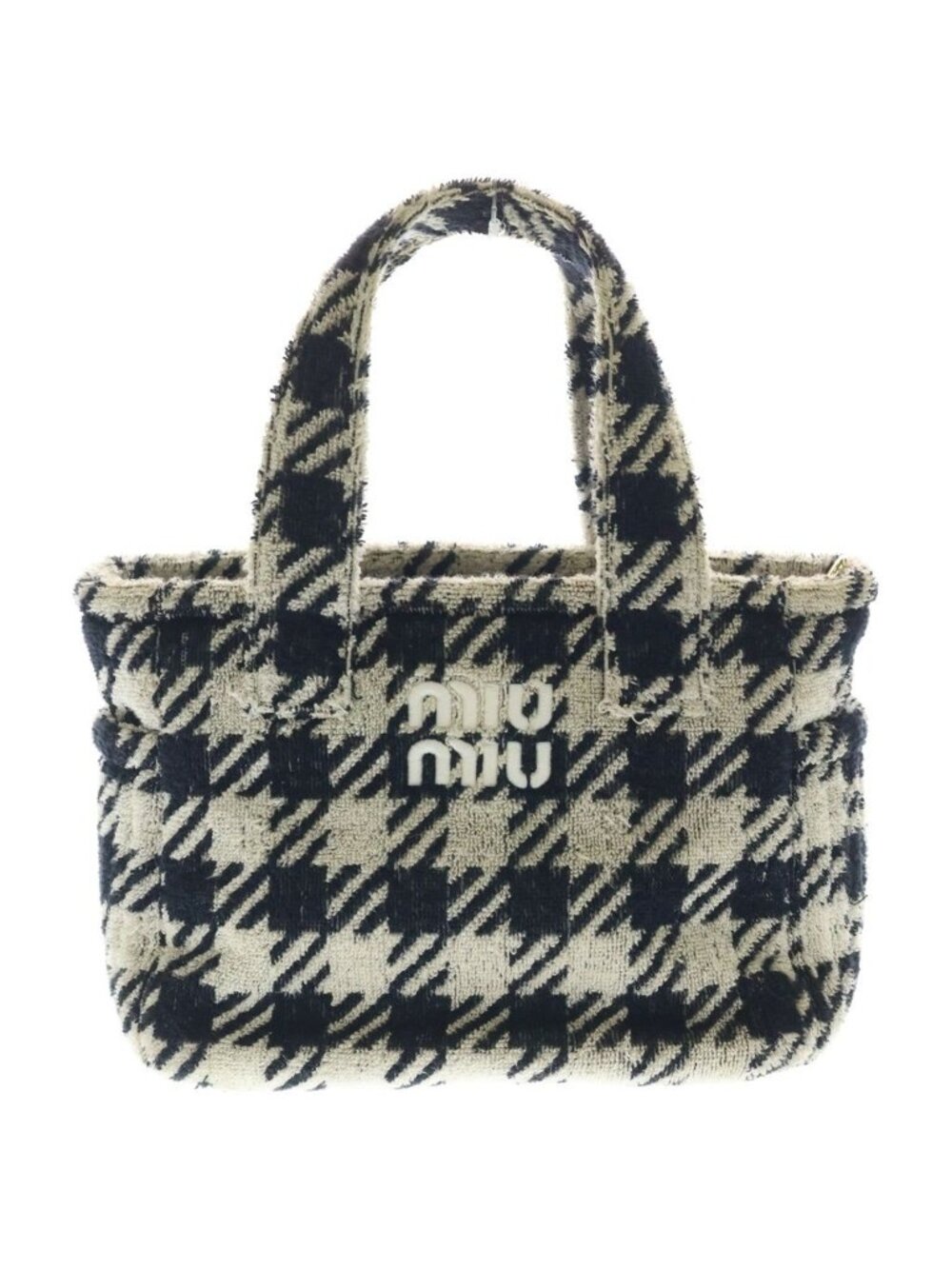 Miu Miu Check 2-Way Handbag Black White